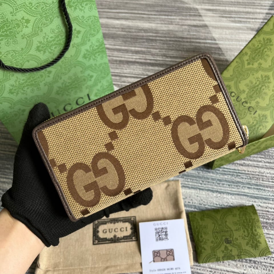 Gucci Diana Jumbo GG Zip Around Wallet With GG Signature Brown 7.5in/19cm For Men view 3