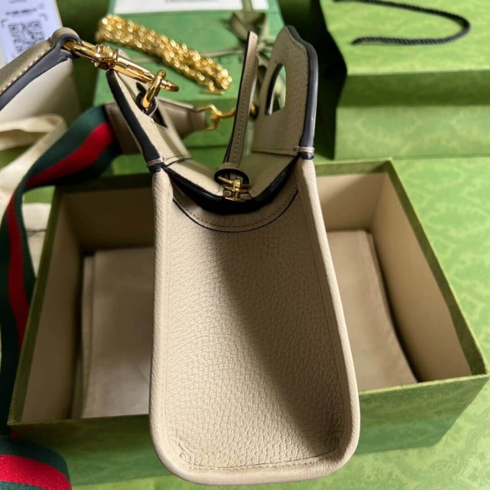 Gucci Ophidia Small Tote With Web White view 7