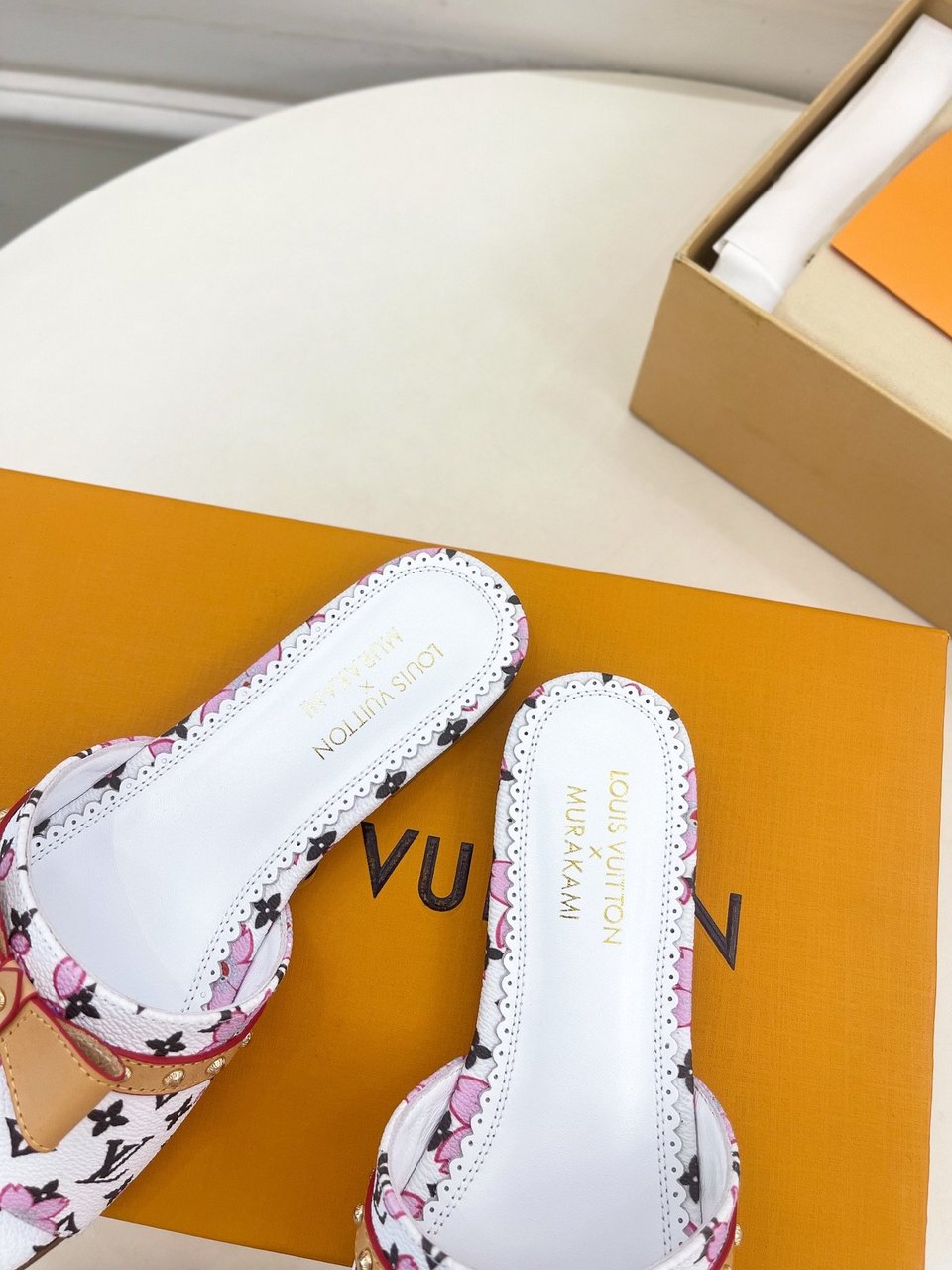 Louis Vuitton x Takashi Murakami Cherry Blossom Mule White view 11