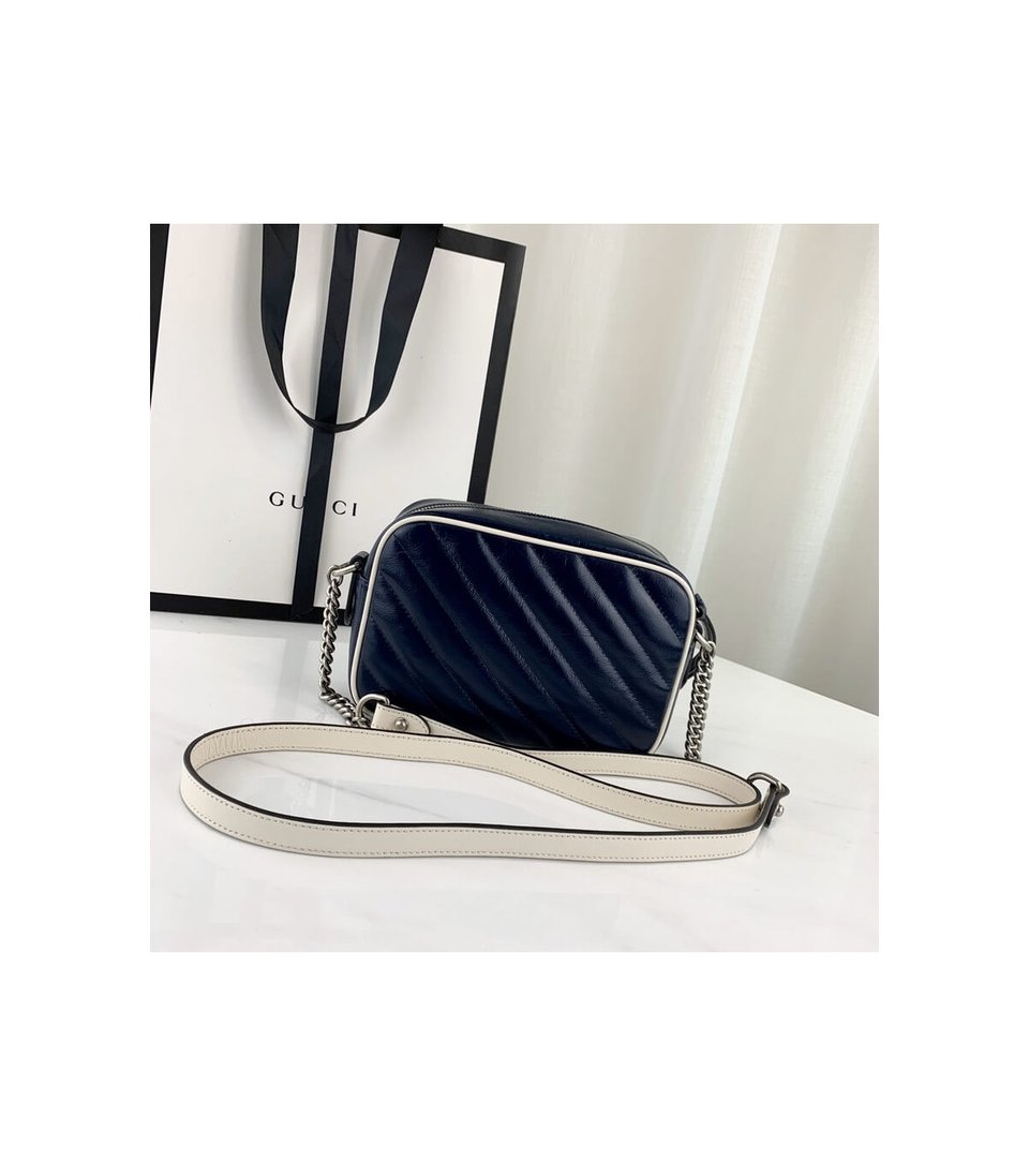 Gucci Diagonal GG Marmont Mini Bag Blue/White view 4