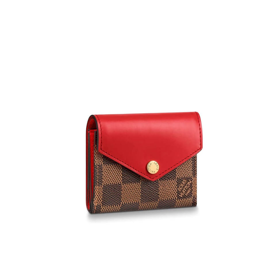 Louis Vuitton Damier Ebene Zoe Wallet Red