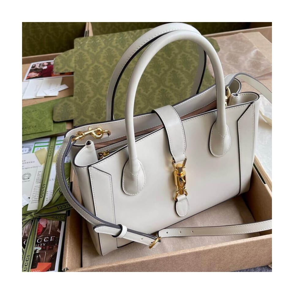 Gucci Jackie 1961 Medium Tote Bag in White Leather 30cm view 14