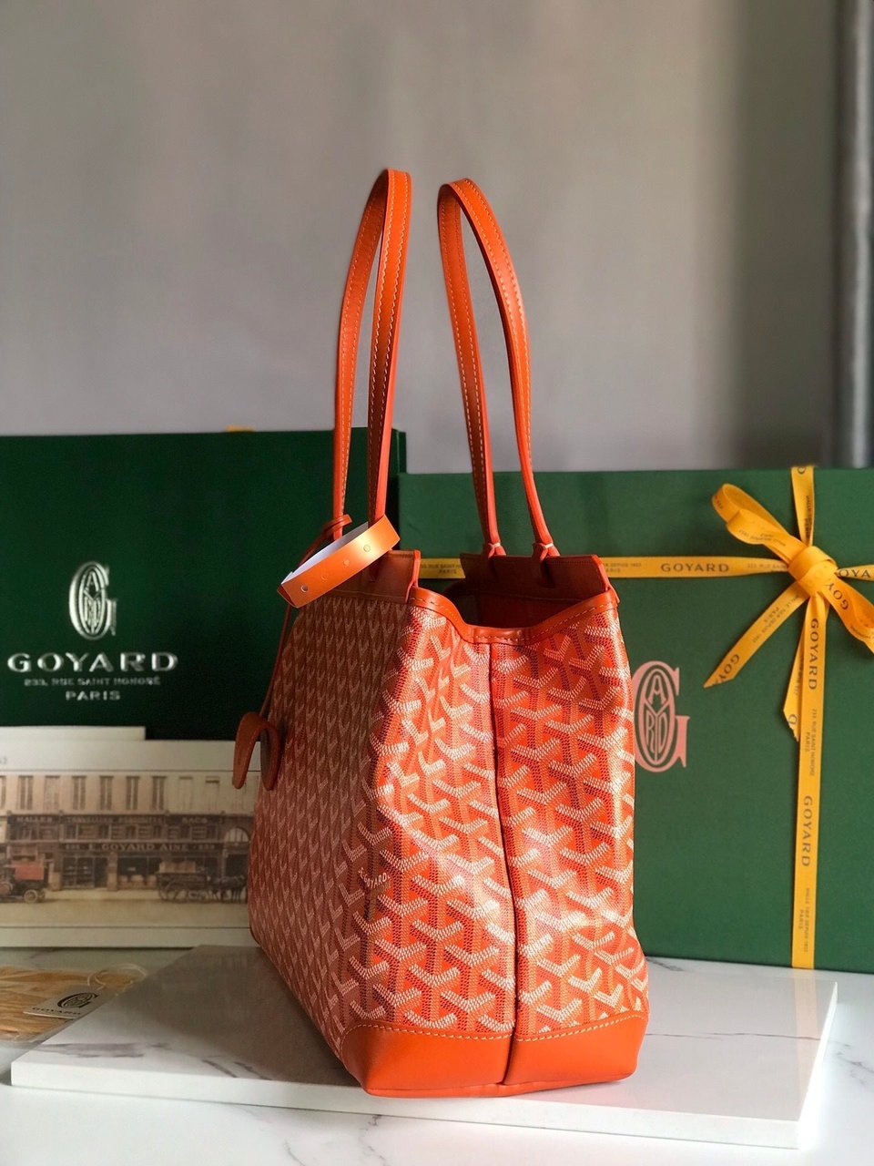 Goyard Bellechasse Biaude Pm Bag 36 Cm Orange Goyardine Canvas And Calfskin Trim view 4