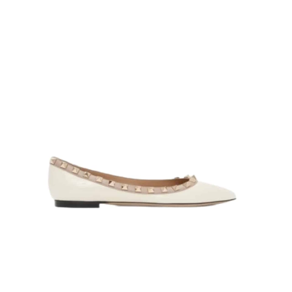 Valentino Patent Rockstud Ballet Flat White view 2