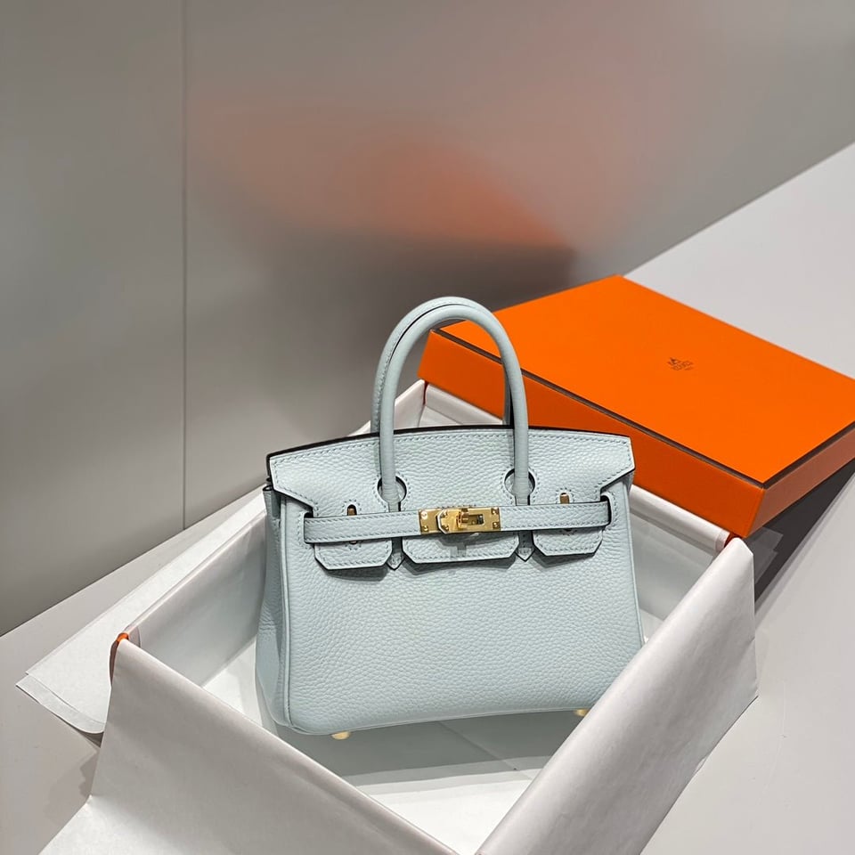 Hermes Birkin 20Cm Blue Pale Togo Leather Gold Hardware view 2