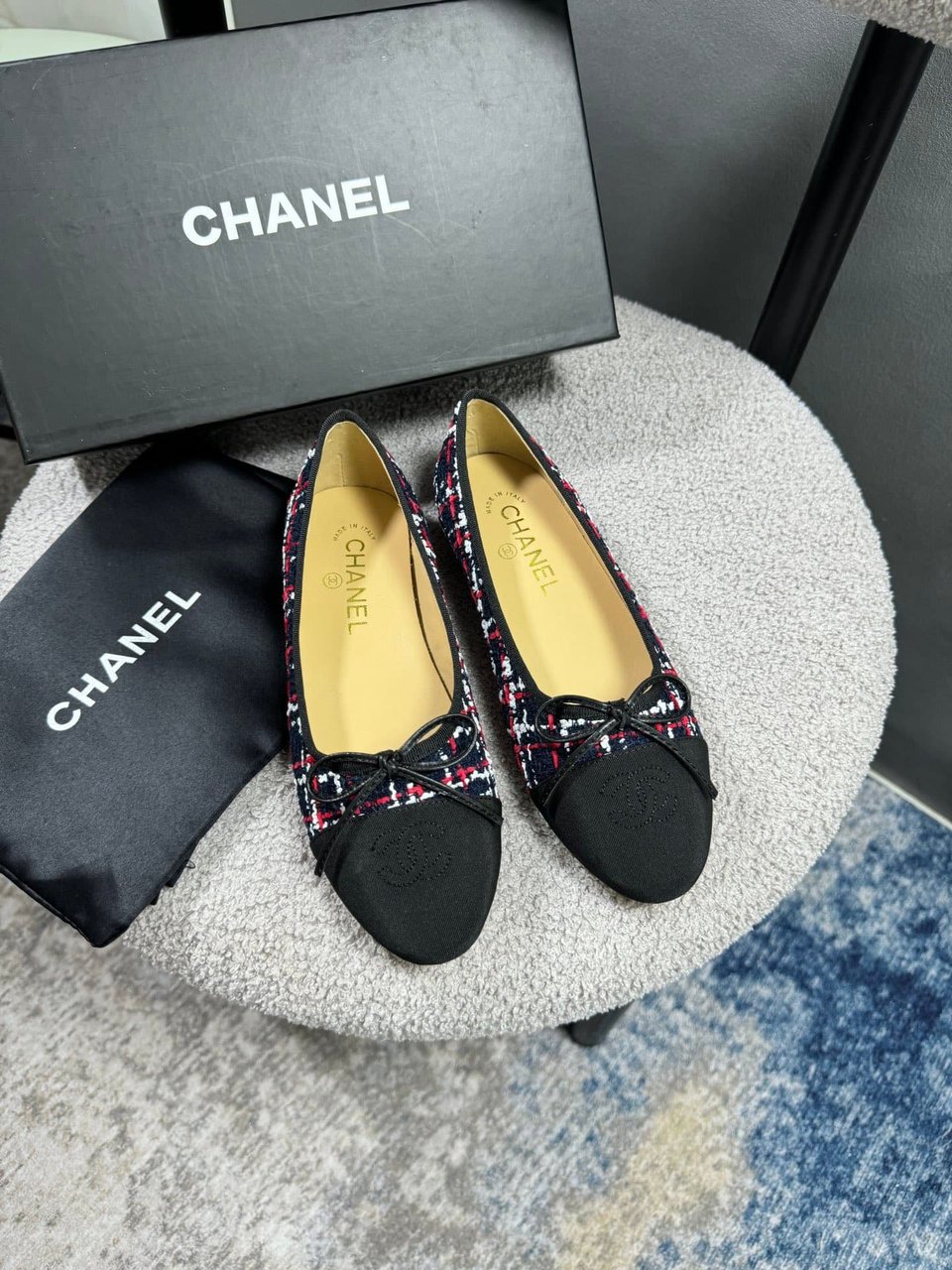 Chanel Ballerina Flat Shoes Tweed In Black view 5