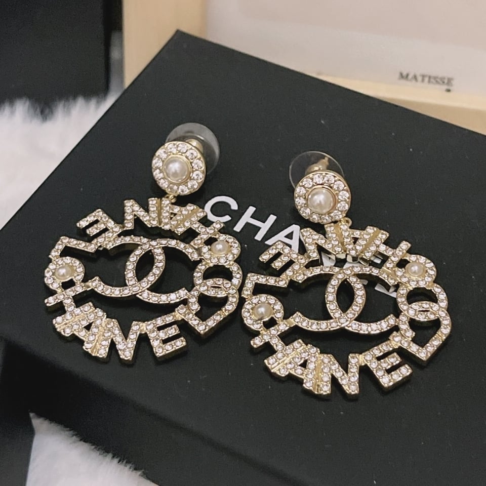 Chanel Pearl Caged Cc Drop Earrings Gold