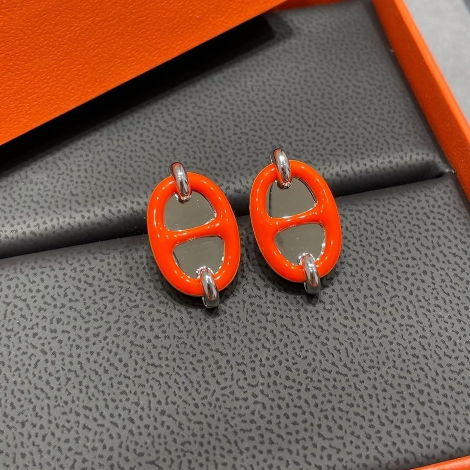 Hermes Mini Maillon Earrings Red view 2