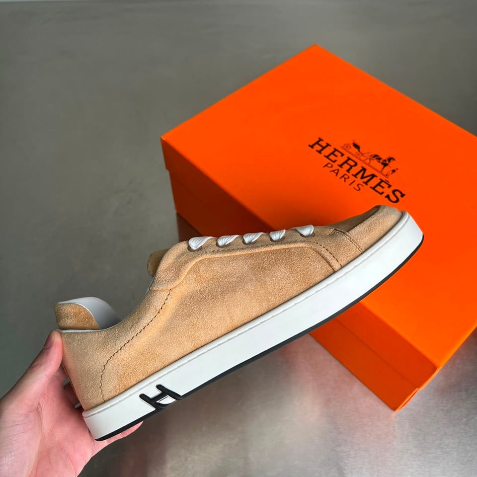 Hermes Kid Sneakers Beige Sable Color Goatskin H251933ZHC9400 view 7