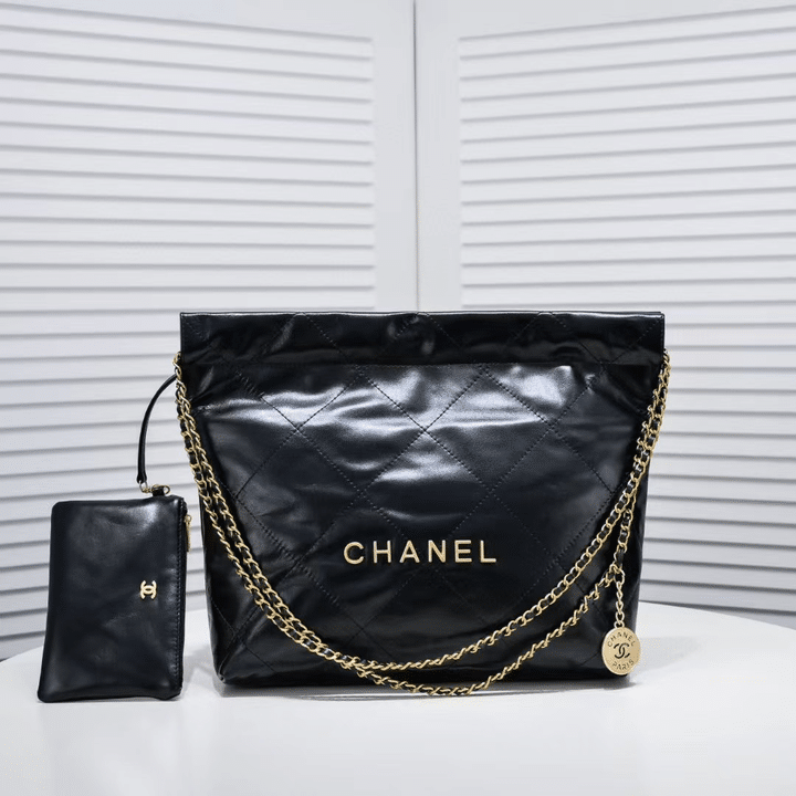 Chanel 22 Handbag Black 35cm/13.8in As3261 view 2