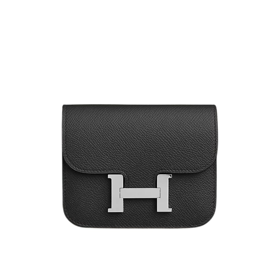Hermès Epsom Calfskin Wallet with “H” Closure Black 12.4cm
