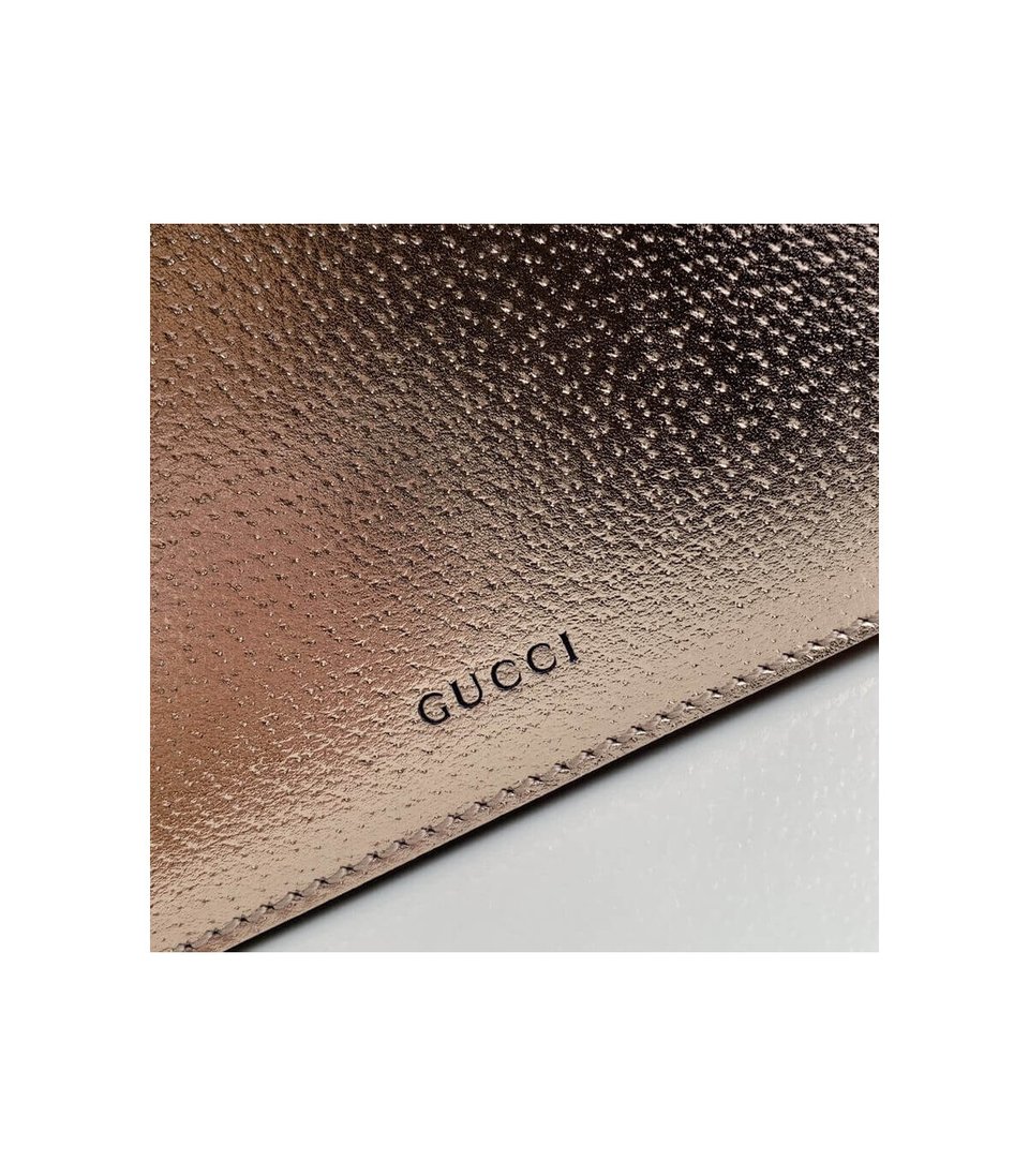 Gucci Dionysus Small Shoulder Bag in Rose Gold Lame Leather view 16