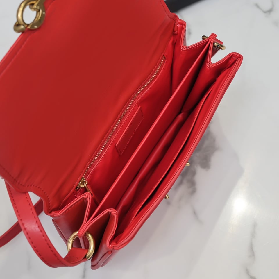 Saint Laurent Le Maillon Satchel In Smooth Leather Red view 6