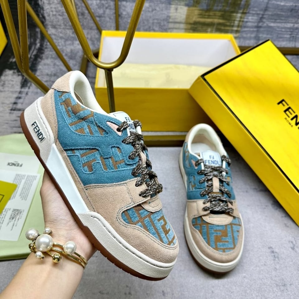 Fendi Match Sneakers Beige And Blue view 5