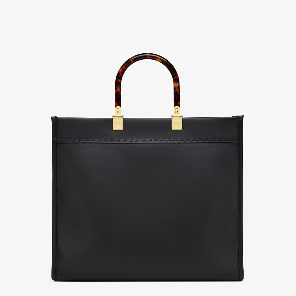 Fendi Sunshine Medium Black Leather Shopper 35Cm