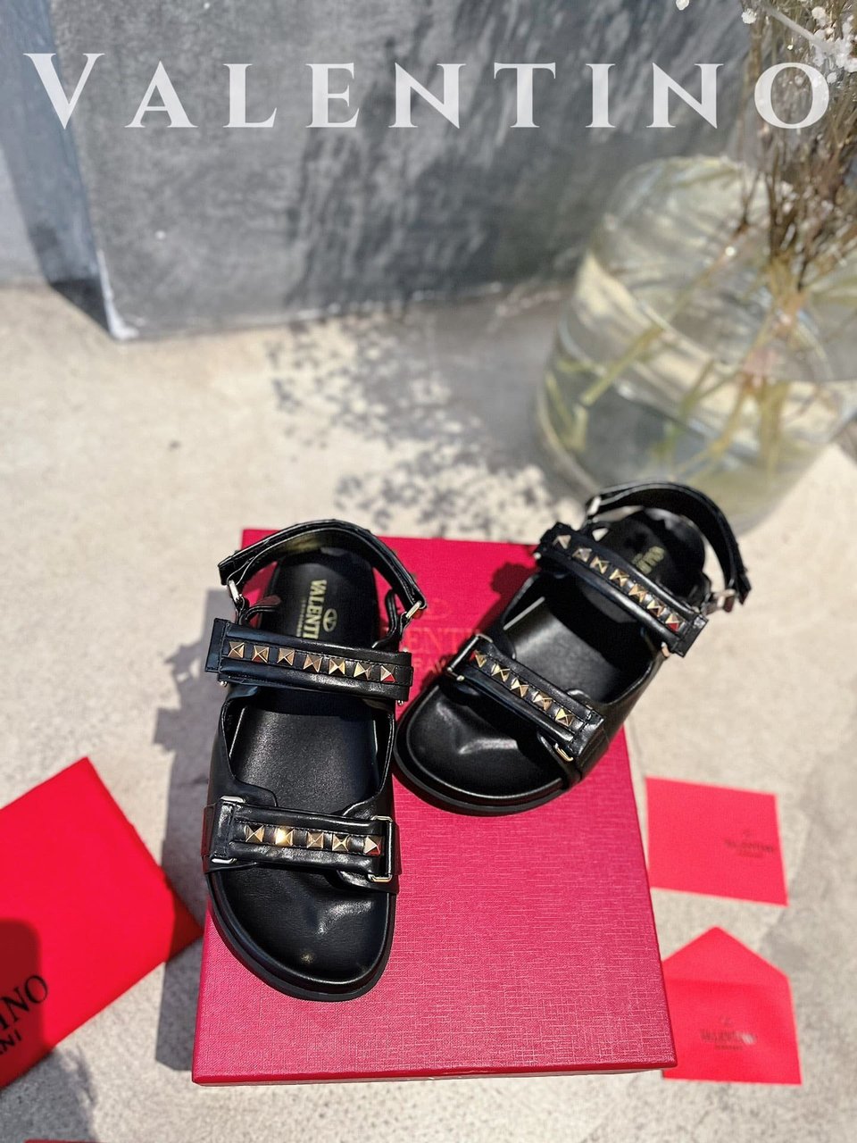 Valentino Garavani Rockstud Flat Sandal In Nappa Leather For Woman In Black Ws0Fe6Mnk 0No view 8