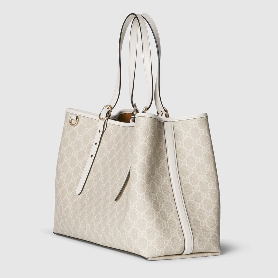 Gucci GG Emblem Large Tote Bag Beige And White Fabric 815213 38cm/15in view 3