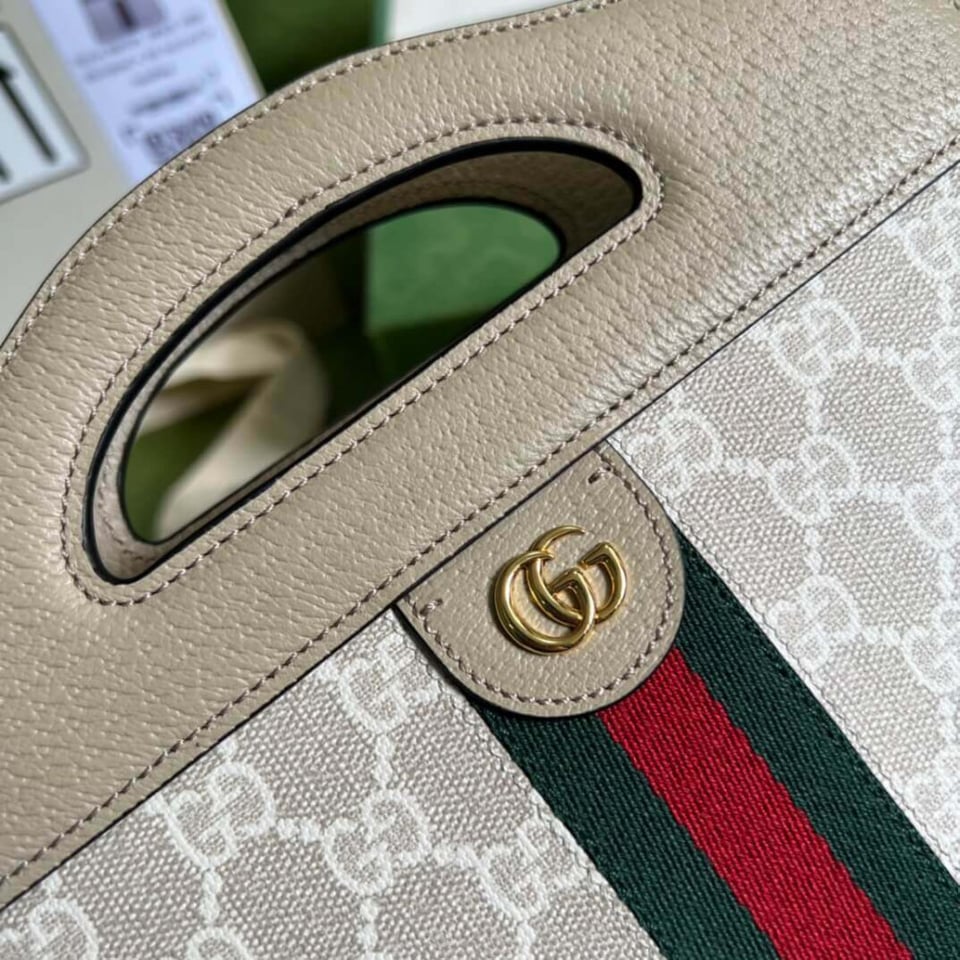 Gucci Ophidia Small Tote With Web White view 8