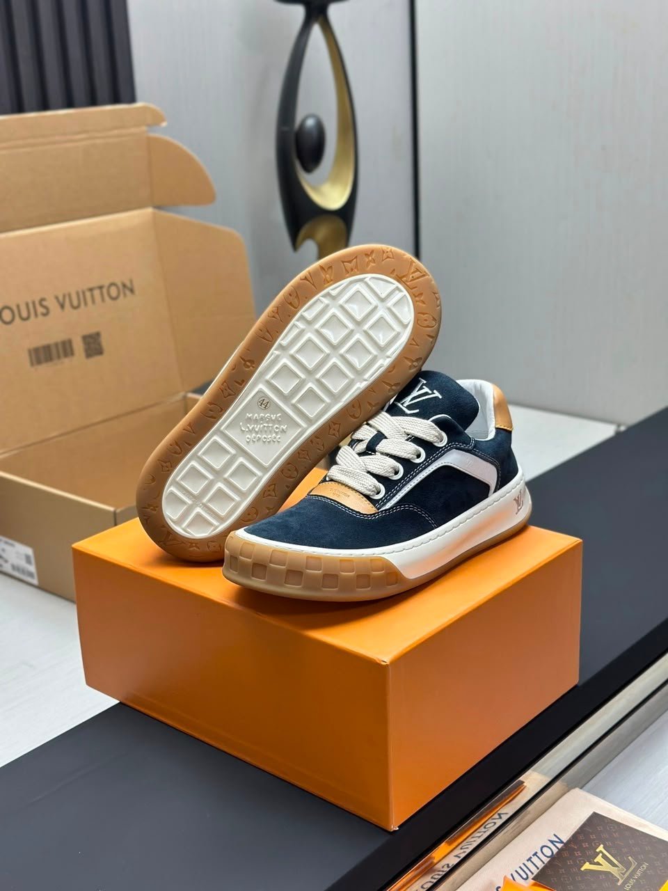 Louis Vuitton Tilted Sneakers Navy Blue The Underside Of Calfskin 1AJ749 view 6