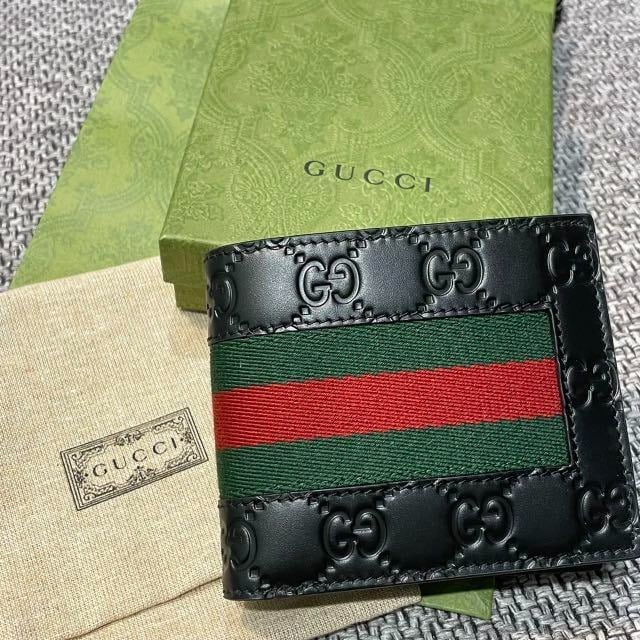 Gucci Signature Web Wallet Black Green and red Web 4.5in/11cm For Men view 3