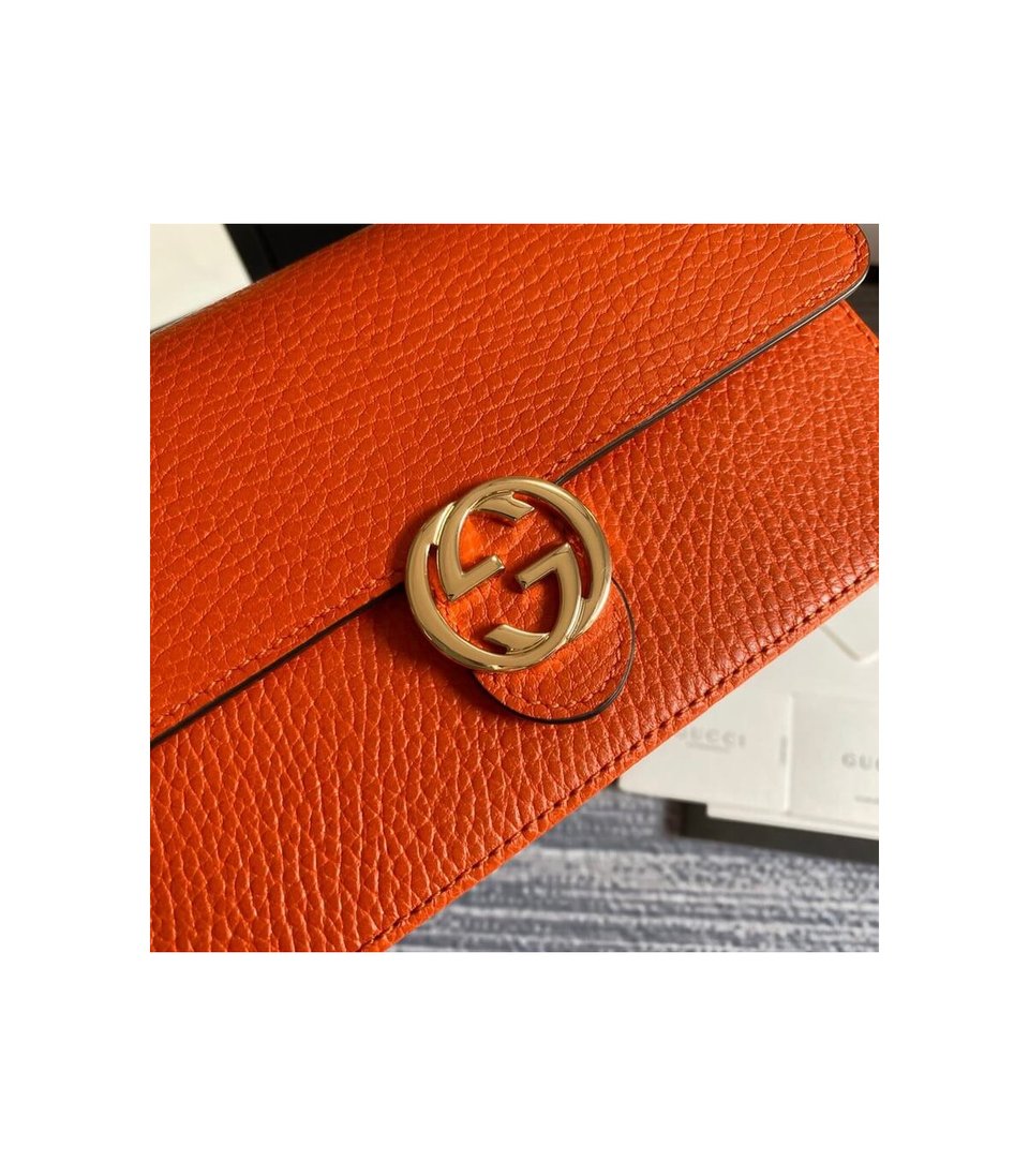 Gucci GG Interlocking Wallet On Chain Orange view 6