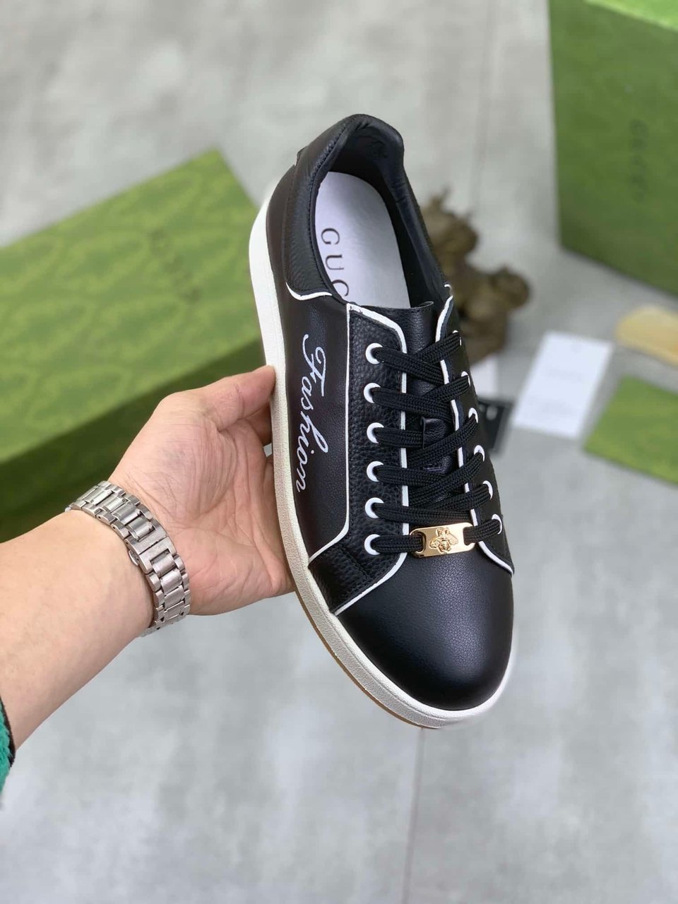 Gucci Classic Fashion Sneaker With Edge Black view 4