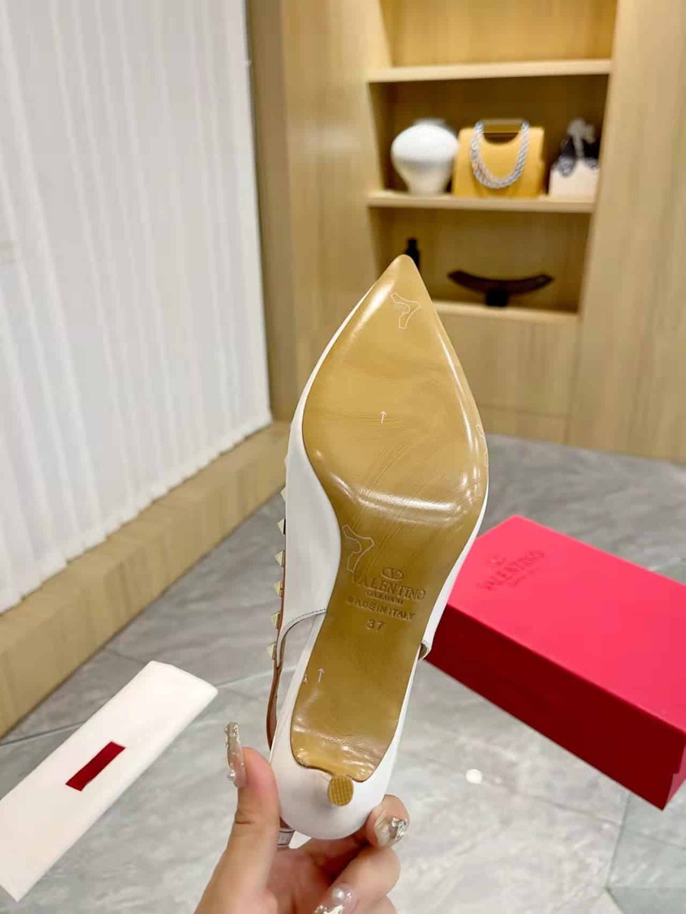 Valentino Rockstud Bow Slingback Pump In Patent Leather With Matching Studs White view 4