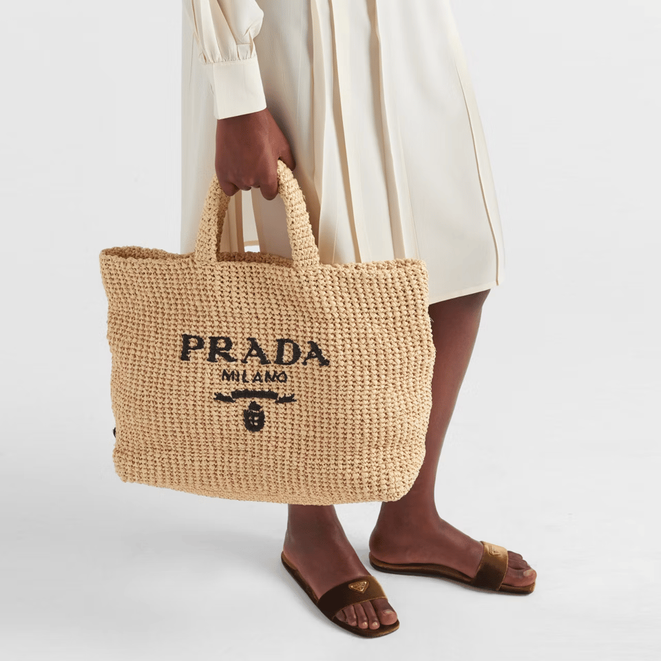 Prada Crochet Logo Tote Bag 40cm view 3