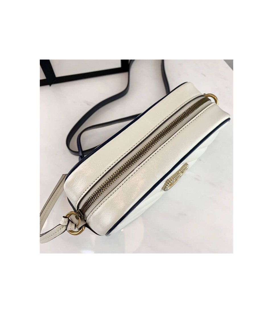 Gucci Diagonal GG Marmont Mini Bag White/Blue view 5