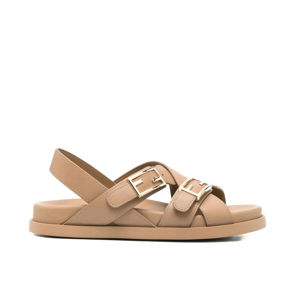 Fendi Feel Leather Slides Beige 8X8647Na7F0Qb8 view 2