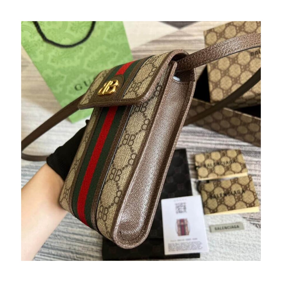 Balenciaga x Gucci Hacker Phone Bag Coffee view 6