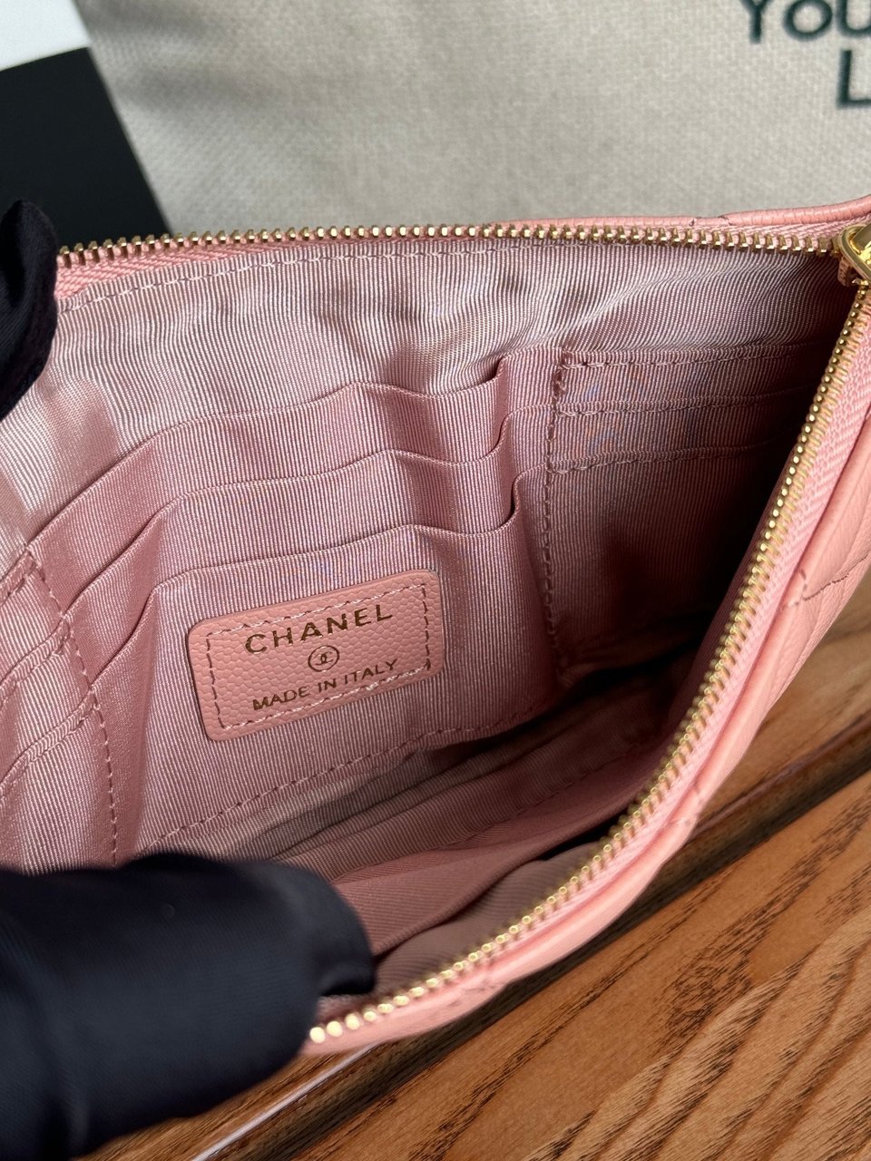 Chanel Zipped Wallet 20Cm Pink Quilted Caviar Gold Hardware view 9