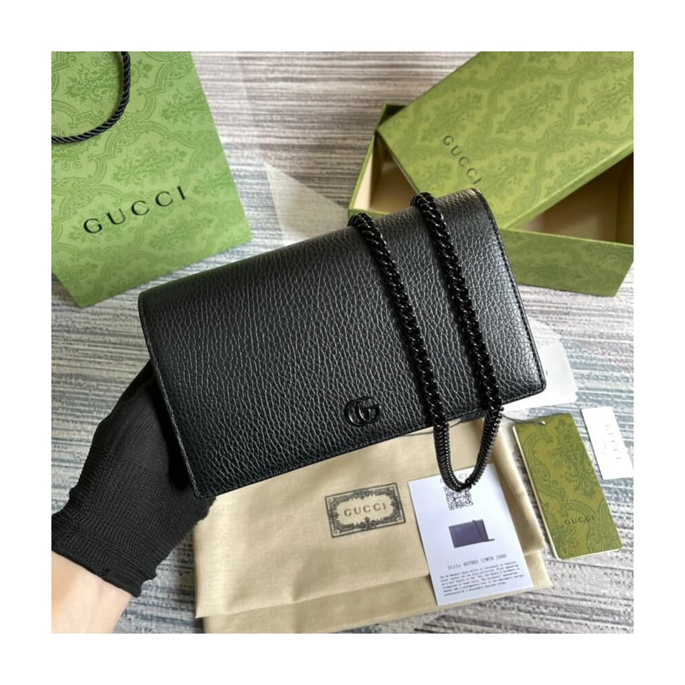 Gucci Textured Leather GG Marmont Mini Chain Bag 497985 view 4