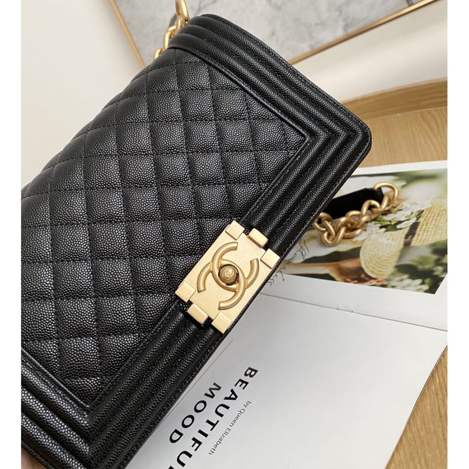 Chanel Le Boy Bag 25cm Black Caviar Leather view 8