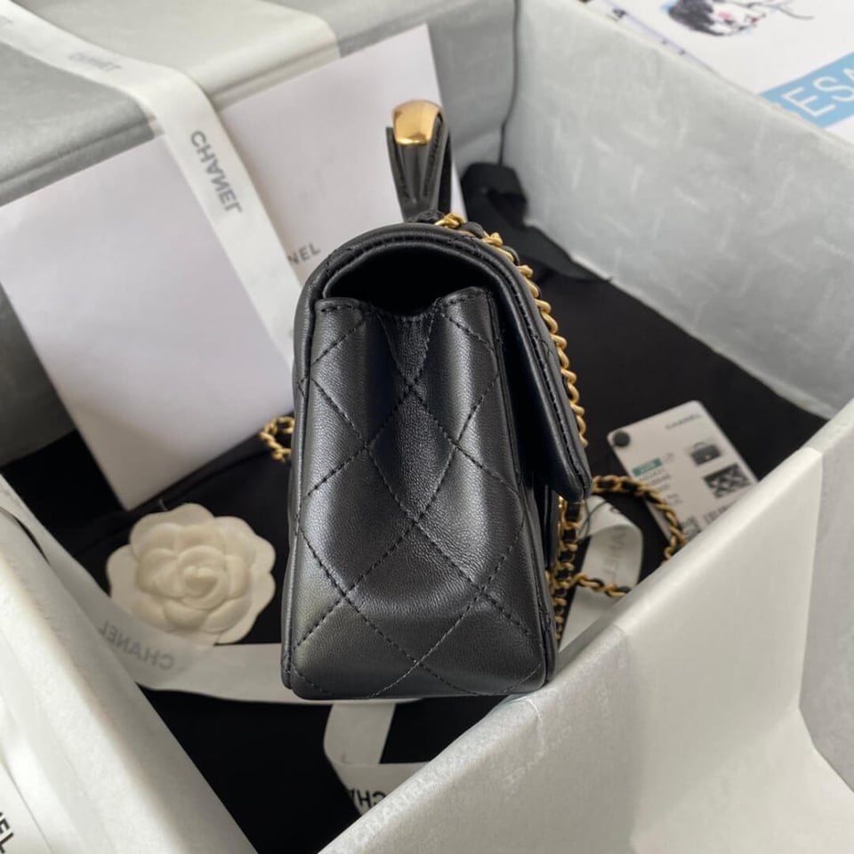 Chanel Mini Flap Bag With Gold Top Handle 20cm view 7