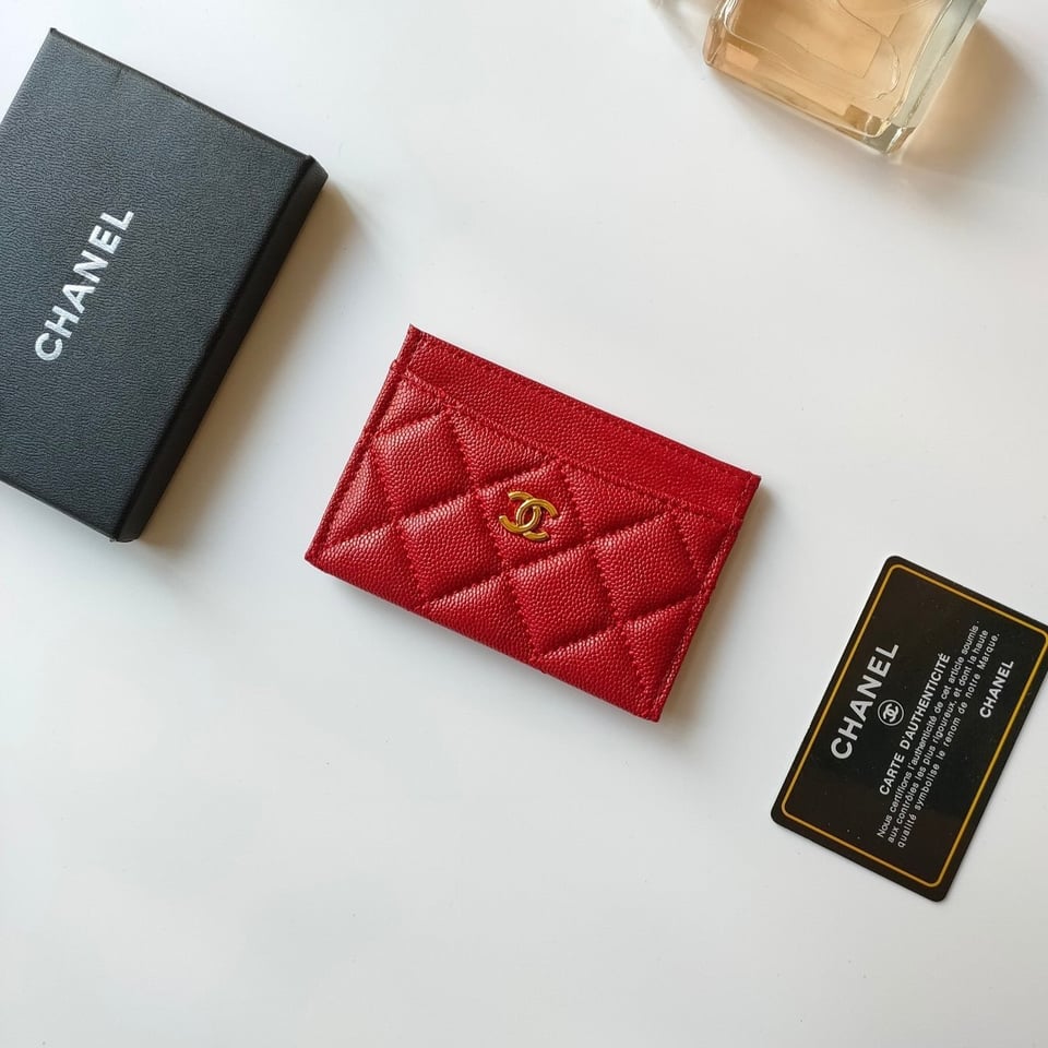 Chanel Card Holder 11.2 Red Grained Calfskin Gold Icon view 2