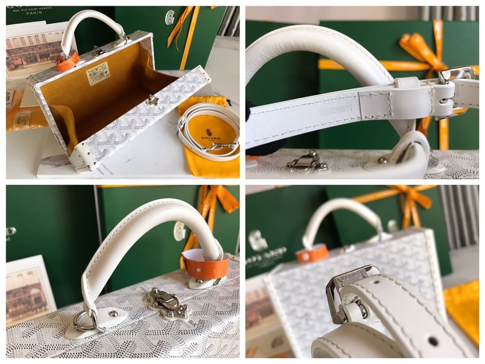 Goyard Grand Hôtel Trunk Bag 24.5cm White Goyardine Canvas And Calfskin view 2