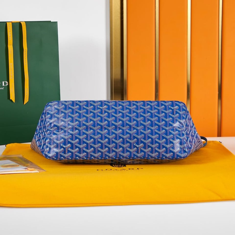 Goyard Saint Louis Pm 34Cm Blue Canvas Chevroches Calfskin view 8