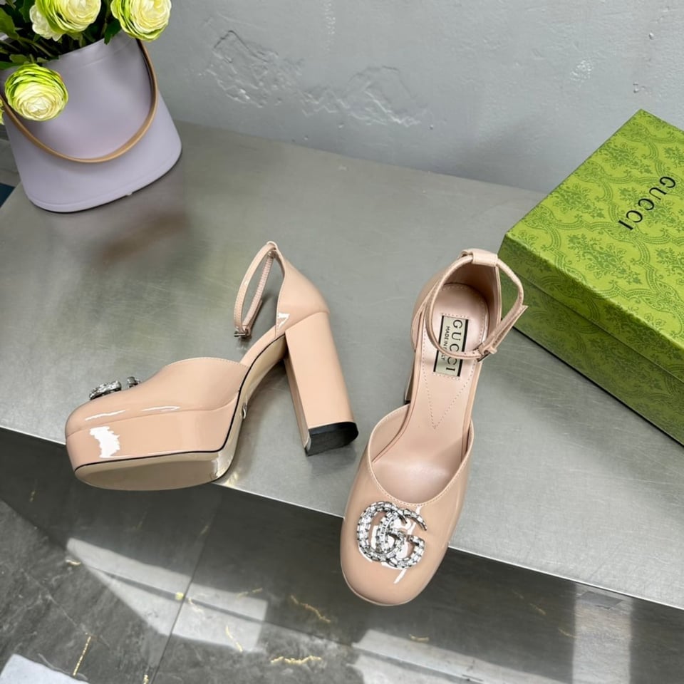 Gucci Women’S Platform Pump With Double G Beige view 6