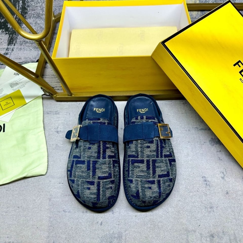 Fendi Feel Ff Denim Mules Blue 8R8448Akzpf1Pz7 view 3