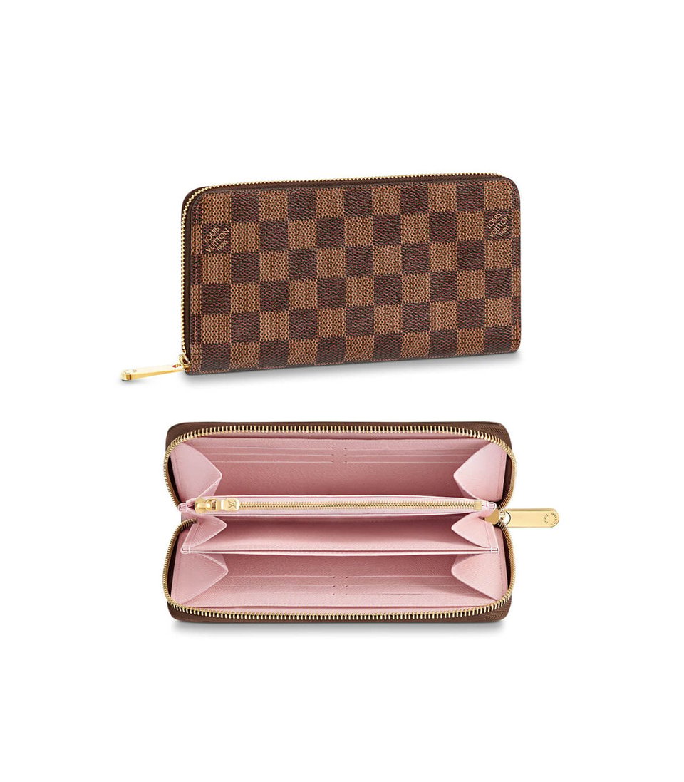 Louis Vuitton Damier Ebene Zippy Wallet Pink