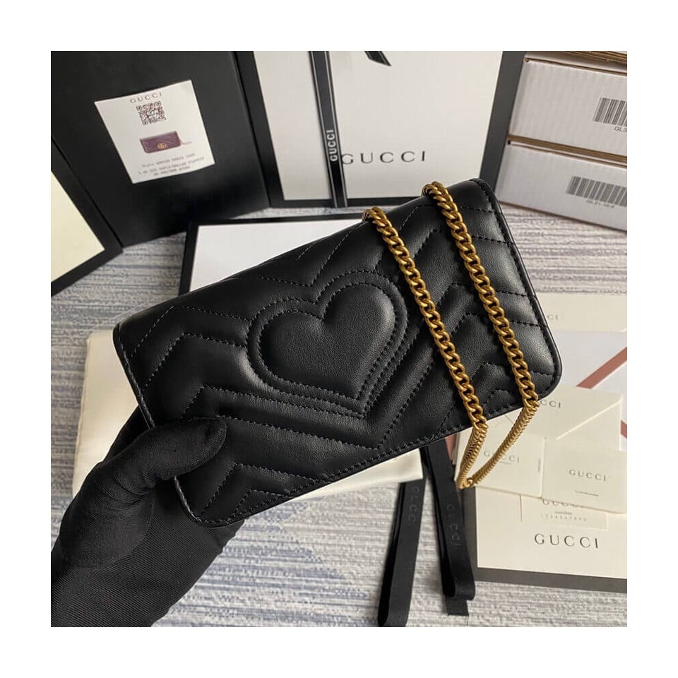 Gucci GG Marmont Mini Bag In Black Leather view 5