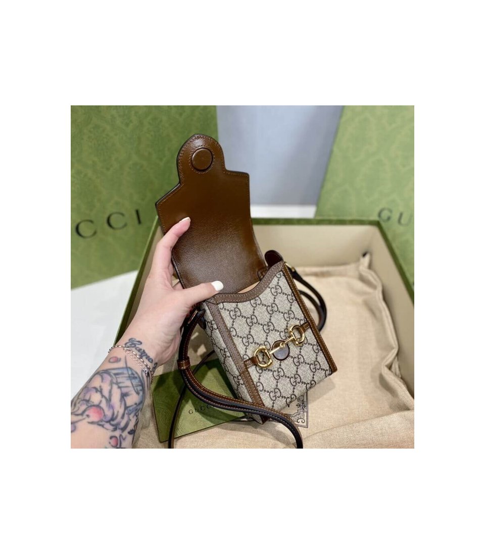 Gucci GG Supreme Horsebit 1955 Mini Bag Brown view 13