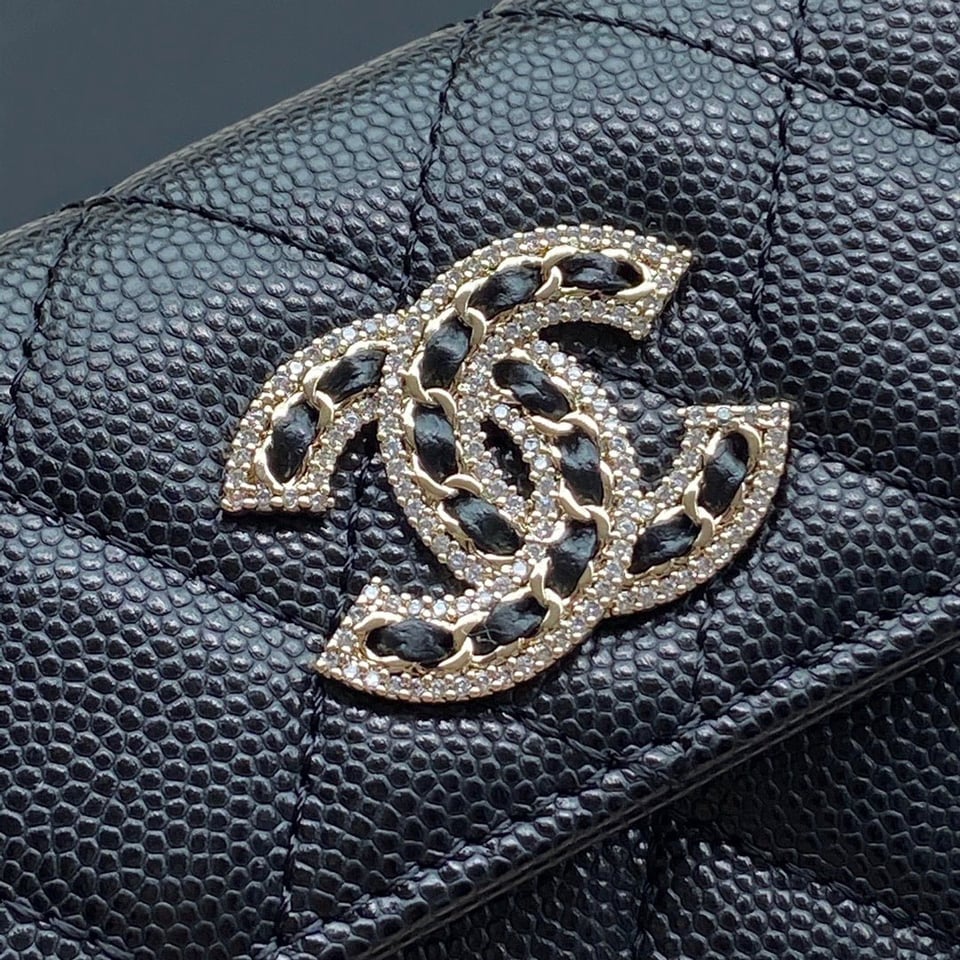 Chanel Small Wallet 11Cm Black Caviar Light Gold Leather Hardware view 5