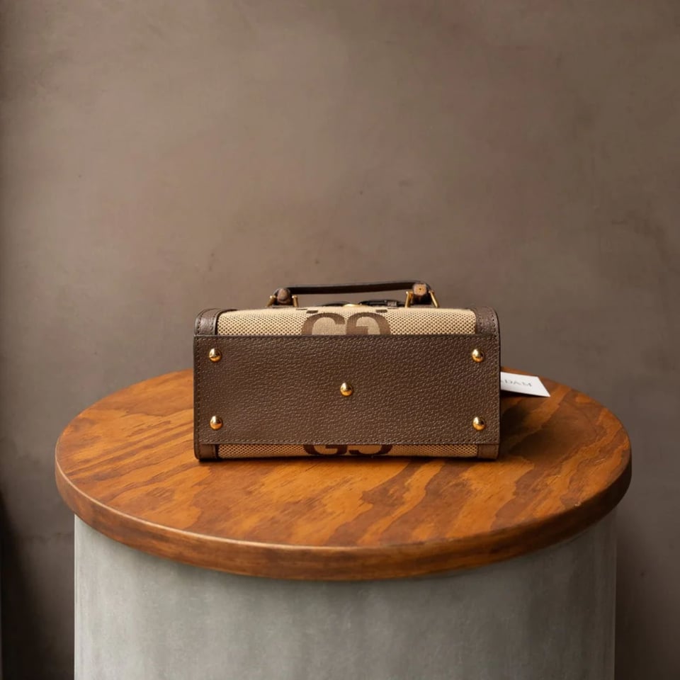 Gucci Diana Jumbo GG Mini Tote Bag Camel Brown Canvas 20cm view 9