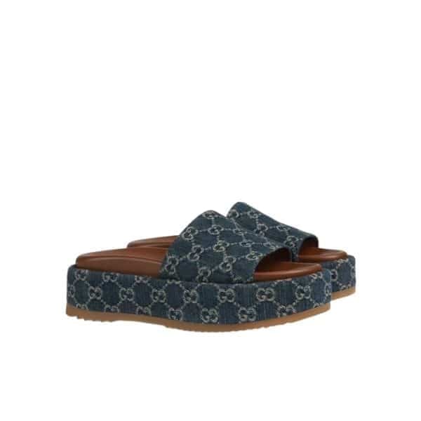 Gucci Women’S Platform Slide Sandal Blue ?623212 2Kq00 4402 view 2