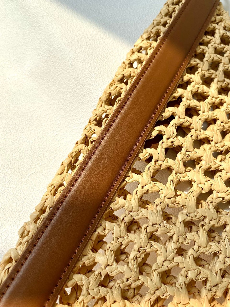 Saint Laurent Raffia And Leather Oxalis Shopping Bag 40cm/15.7in view 7