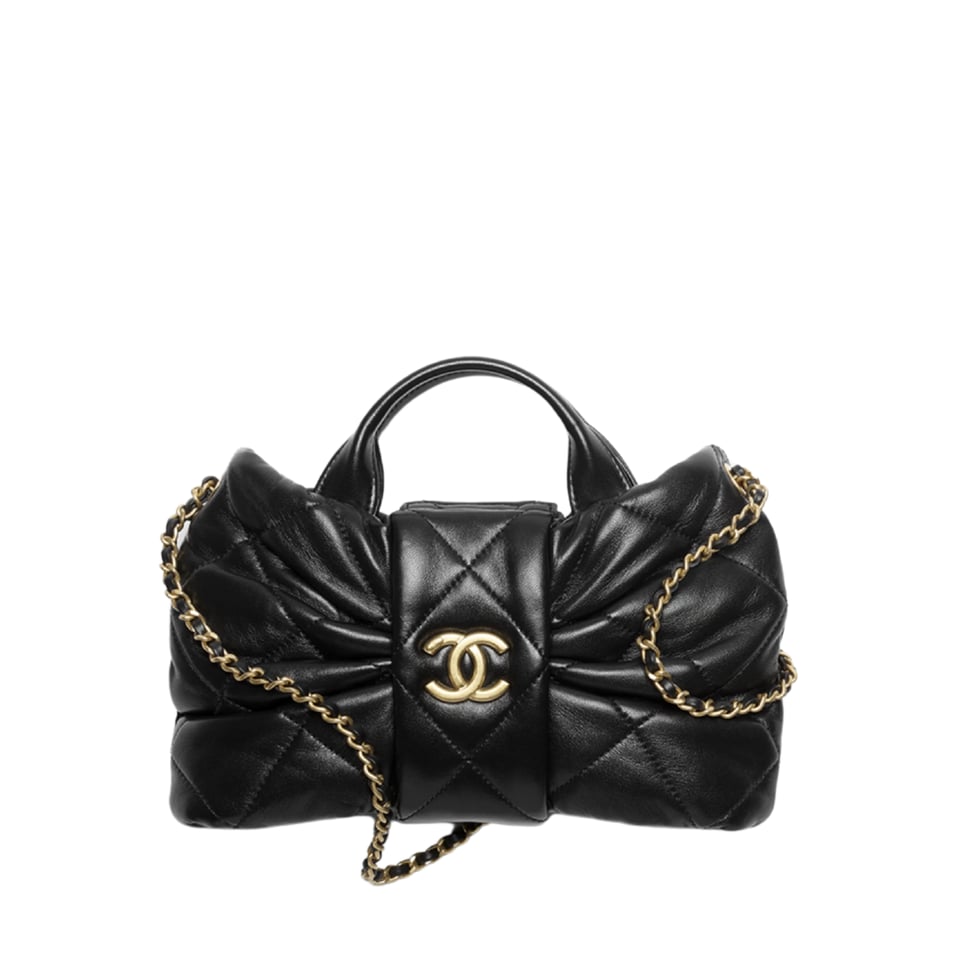 Chanel Bow Chain Shoulder Bag Black 26cm/10.2in