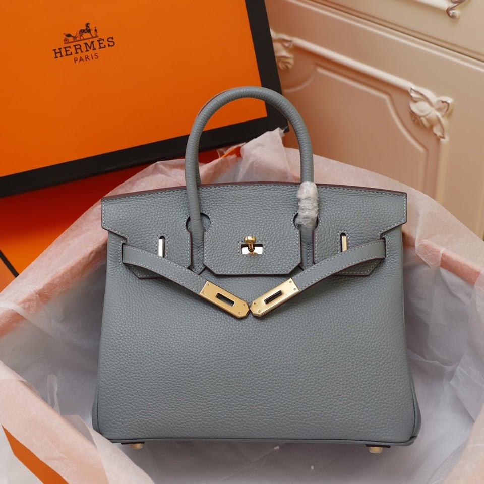 Hermes Birkin Bag 30 Tempered Gray Togo Gold Hardware view 2