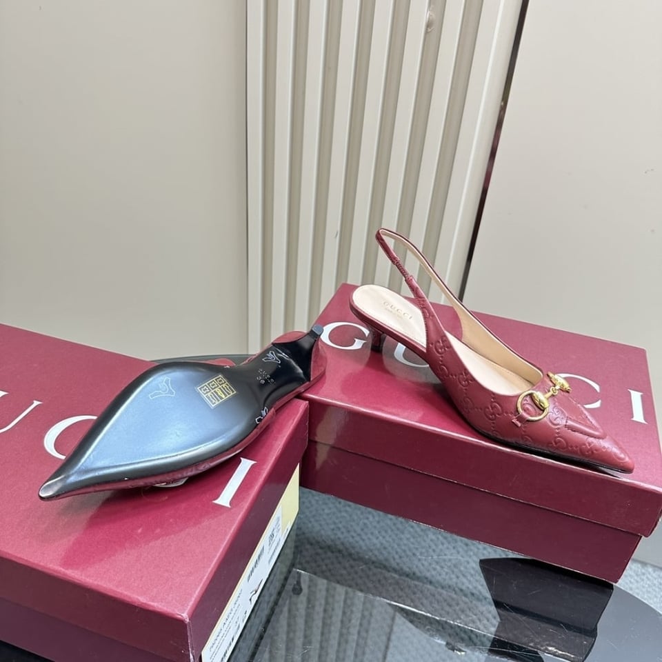 Gucci Women’S Horsebit Slingback Pump Gg Leather Rosso Ancora Red view 7